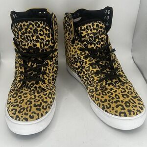 Supra Skytop Muska 001 Animal Print Yellow Black Skate Shoes Men's High Top Sz 9